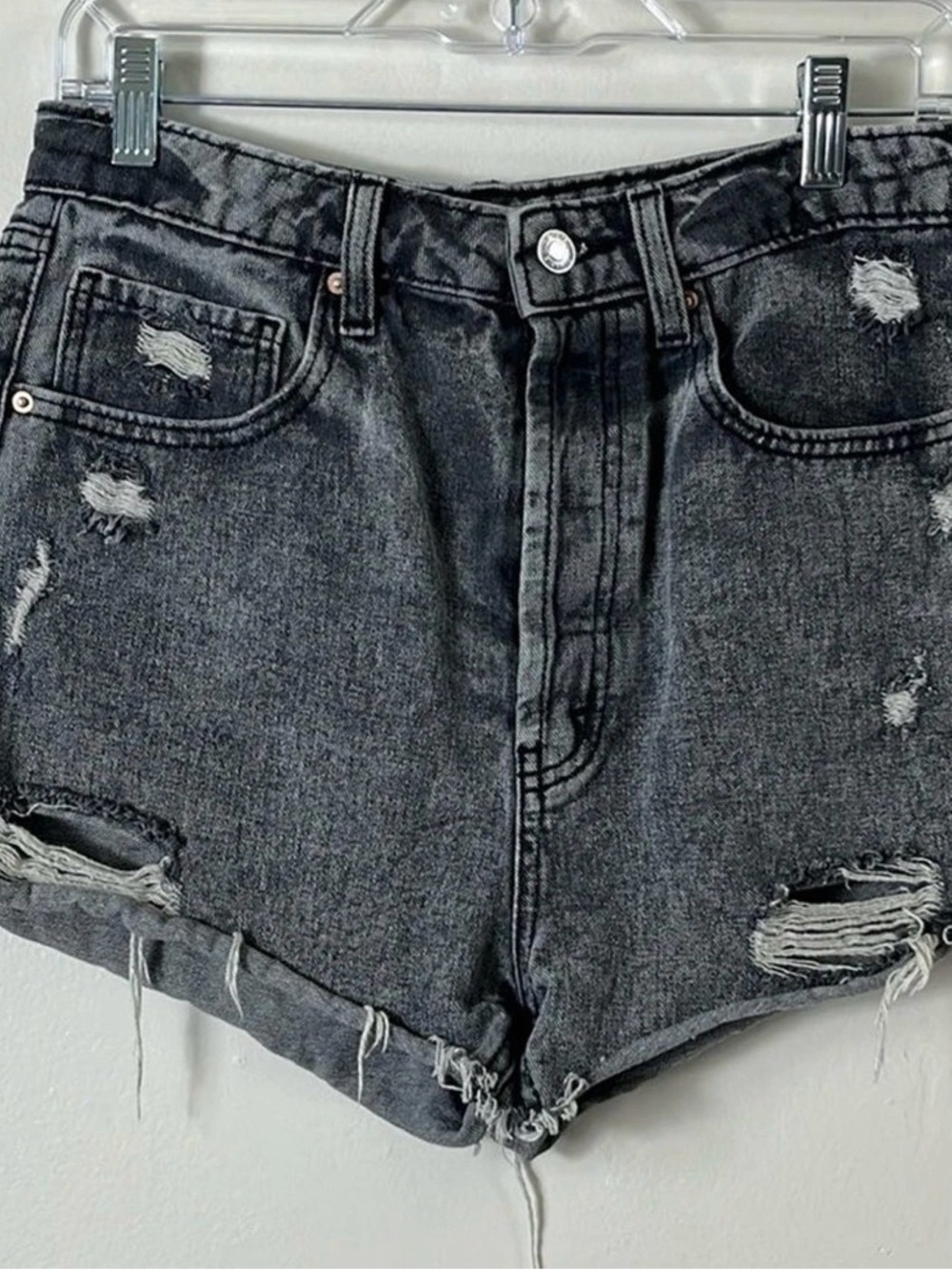 Wild Fable Highest Rise Cutoff Distressed Black Denim Shorts